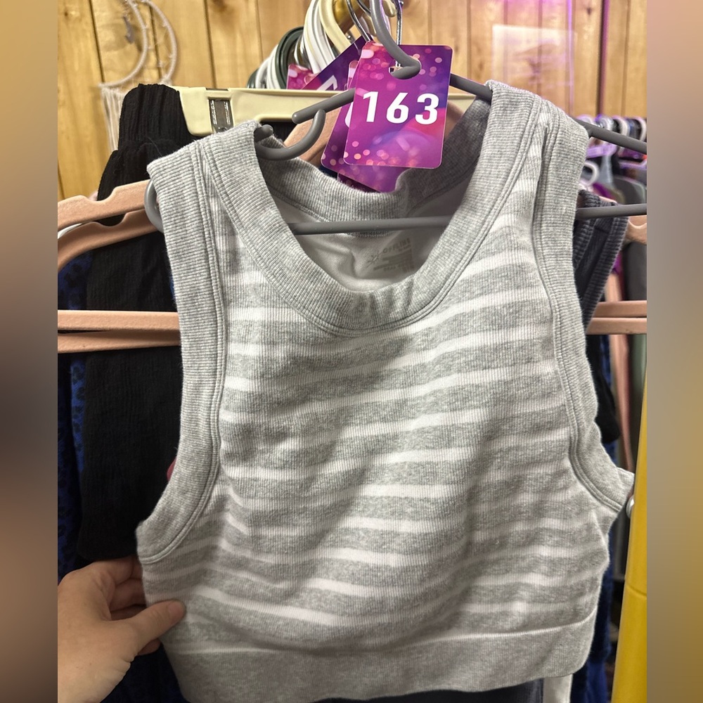 163. Aerie Gray Striped Tank Top
